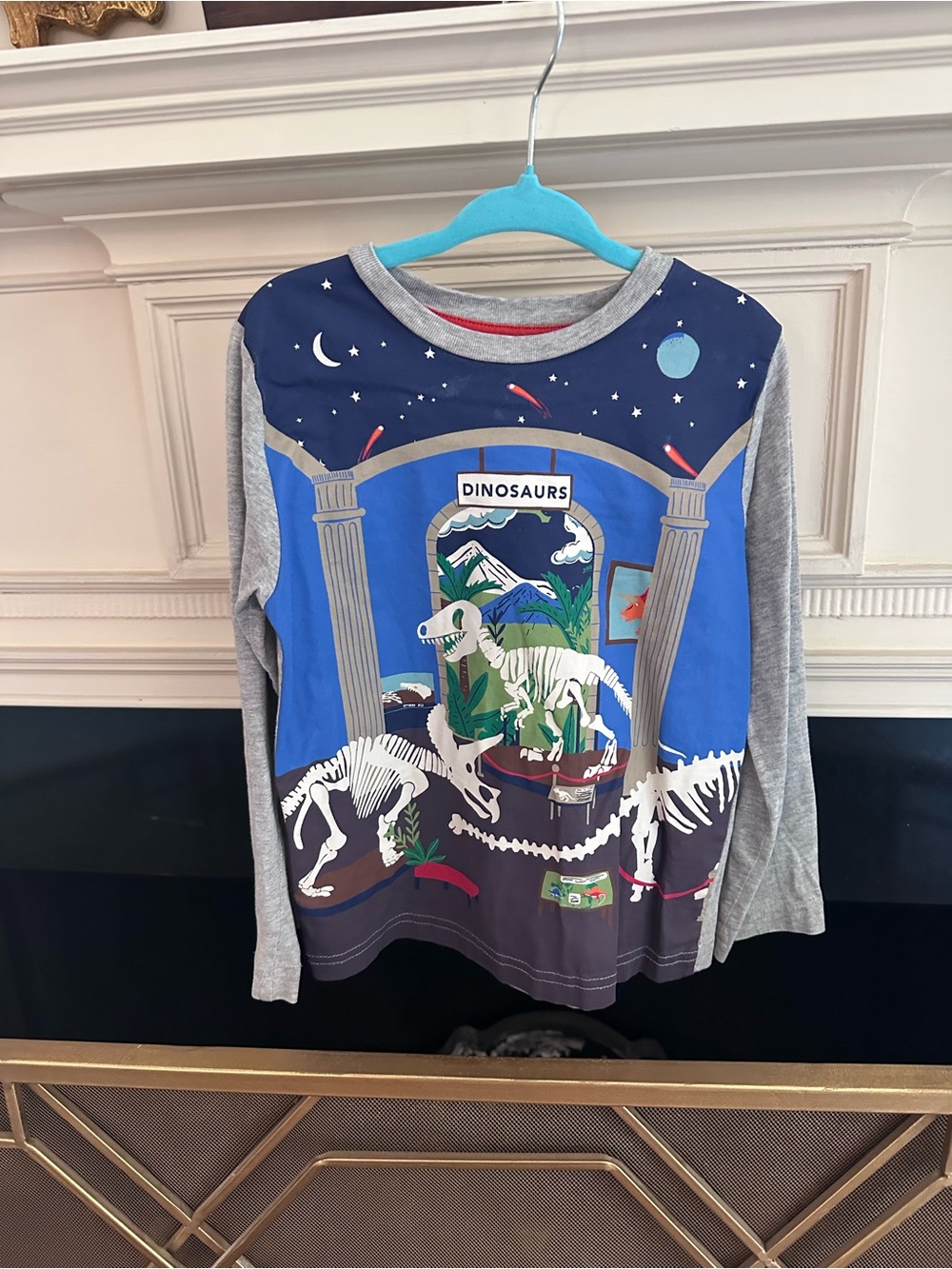 Mini Boden Glow in the dark dinosaur shirt, boys 4-5 yo